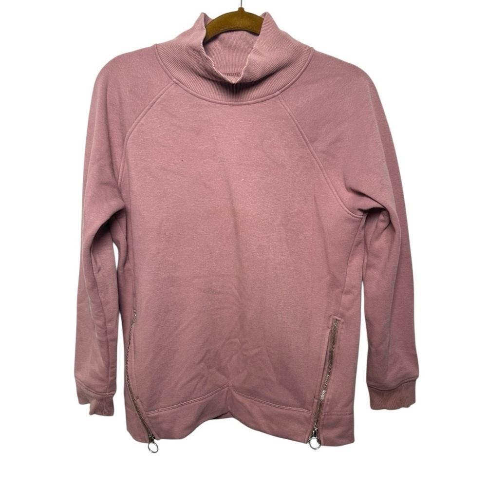 Athleta Mauve Cozy Karma Side Zip Funnel Neck Sweatshirt - Picture 1 of 6